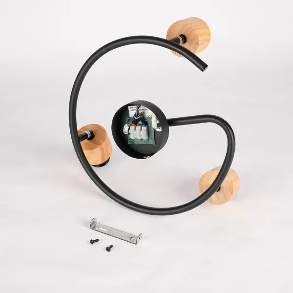 Brilagi - Faretto orientabile BASKLITE 3xE27/15W/230V, finitura legno di hevea/nero