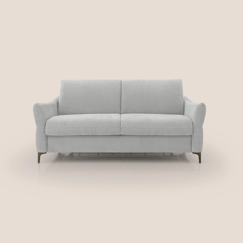 Dalia divano letto con materasso H18 cm e piedi alti in raffinato tessuto smacchiabile T17