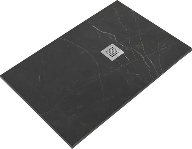Piatto doccia SANYCCES in resina STRATO grafite L 100 x L 180 x H 2.7 cm effetto pietra