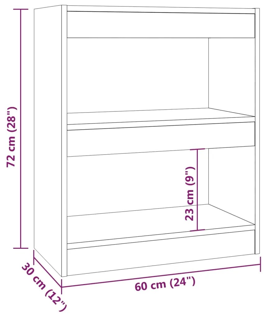 Libreria/Divisorio Grigio Sonoma 60x30x72 cm