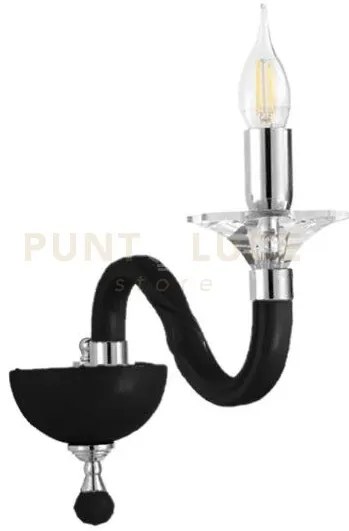 Applique ravel 1 luci nero e cromo attacco e14 h.29cm