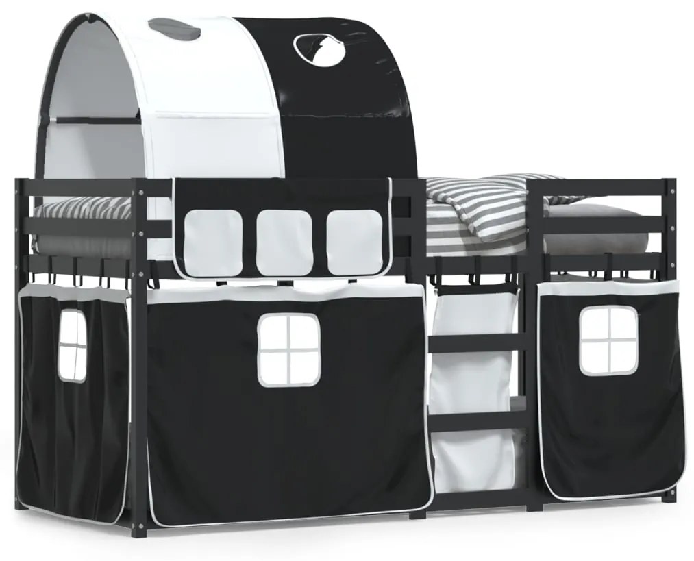 Letto A Castello Senza Materasso Bianco E Nero 90x190cm İn Pino /