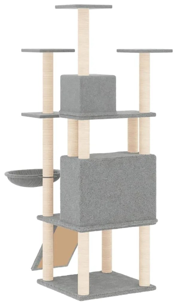 Albero per gatti con tiragraffi in sisal grigio chiaro 154 cm