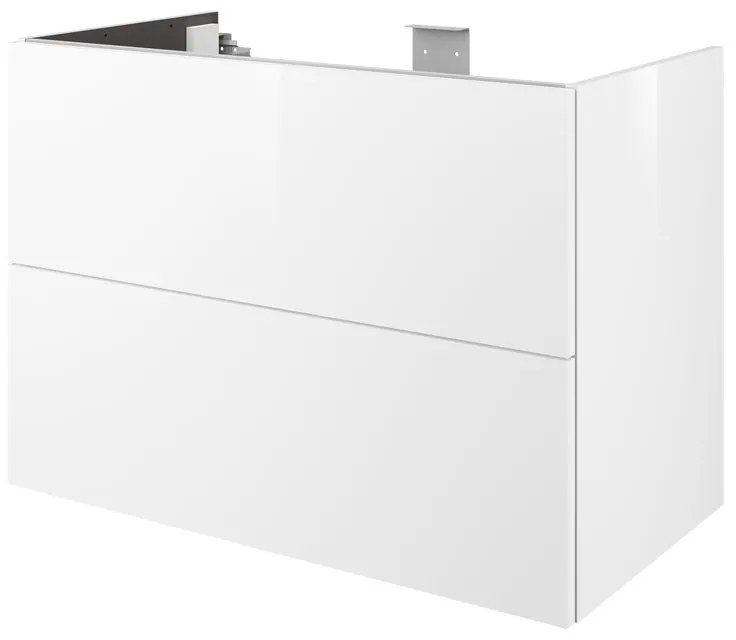 Mobile da bagno sotto lavabo SENSEA Neo bianco laccato lucido L 90 x H 64 x P 48 cm 2 cassetti, lavabo non incluso