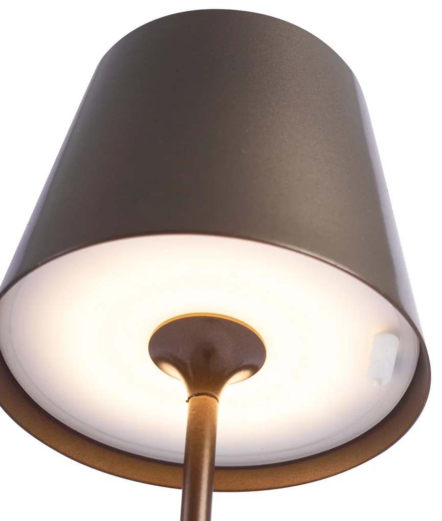 Lampada da tavolo moderna bronzo scuro 37 cm con LED dimmerabile IP54 ricaricabile - Topi