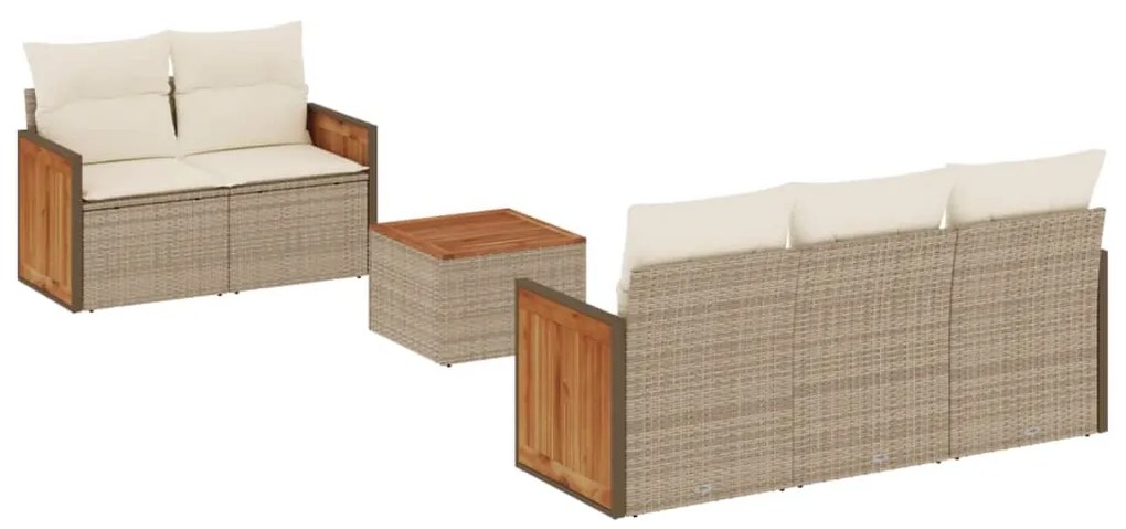 Set divano da giardino 6 pz con cuscini beige in polyrattan