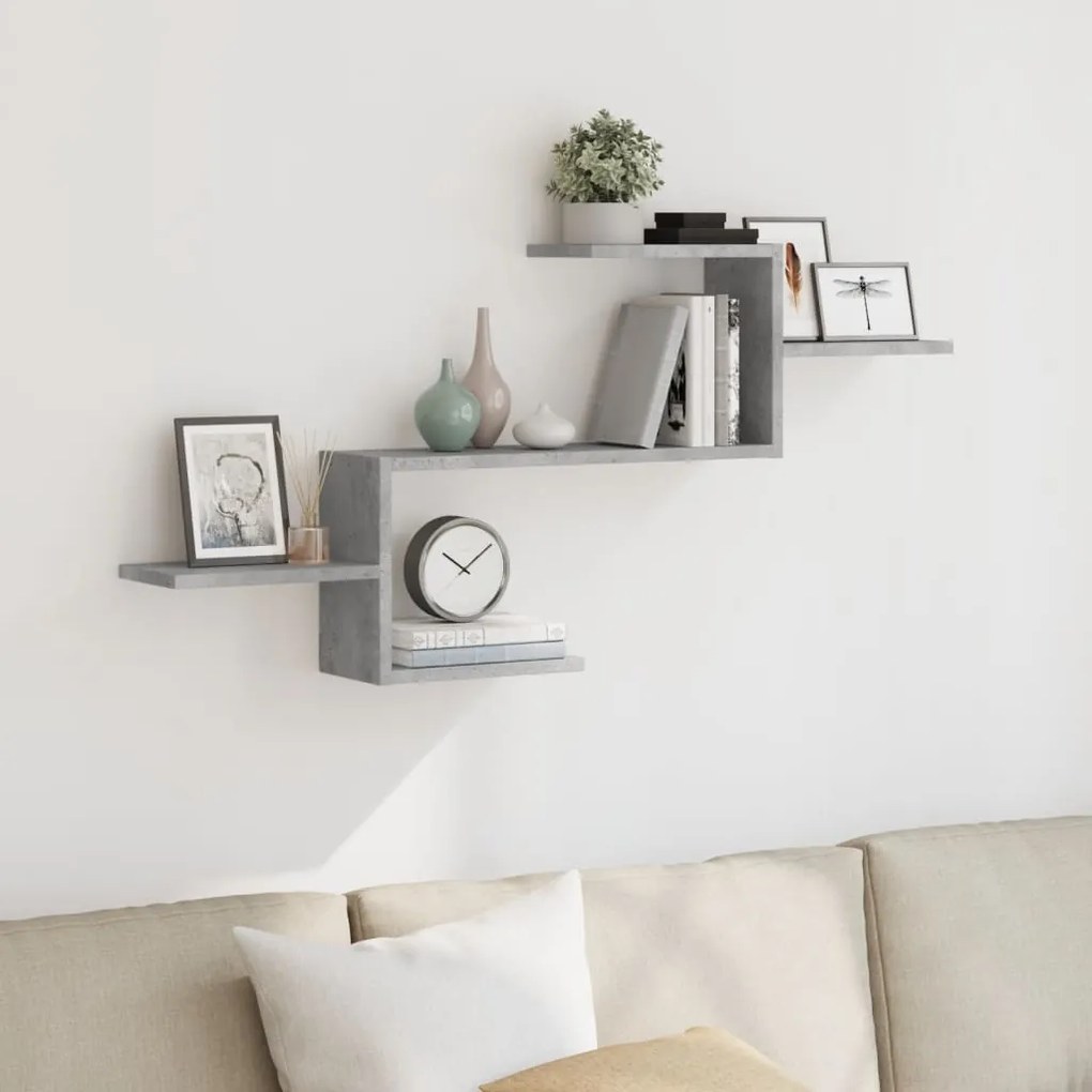 Scaffale A Muro Grigio Cemento 104x15x49 Cm İn Truciolato /