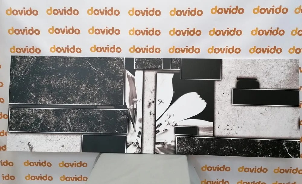 Quadro su tela – Astrazione floreale in bianco e nero