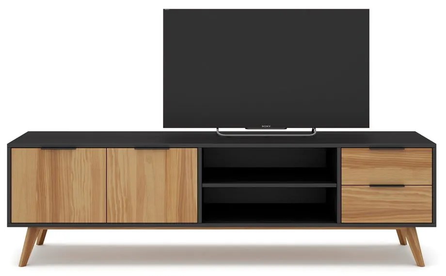 Tavolo TV in pino nero/naturale 180x53 cm Lavis - Marckeric