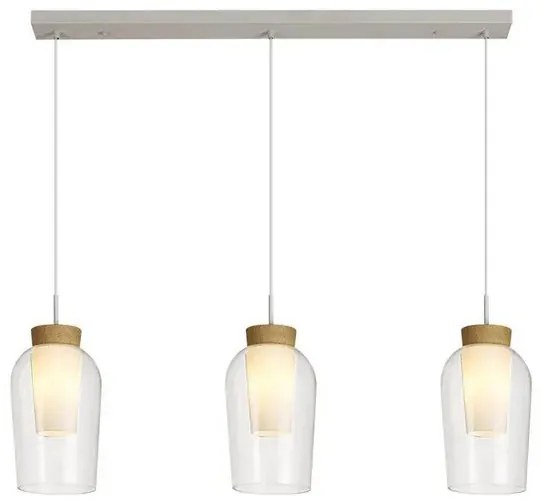 Lampadario Glamour Nora bianco paralume trasparente 3x E27 MANTRA