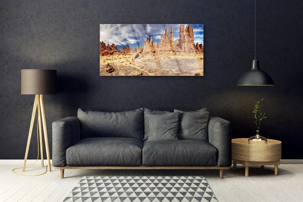 Quadro in vetro acrilico Paesaggio di sabbia del deserto 100x50 cm