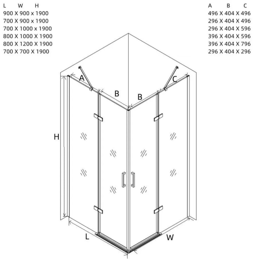 Box Doccia Nero Opaco 70X70 Con Ante Battenti Senza Telaio | Lion