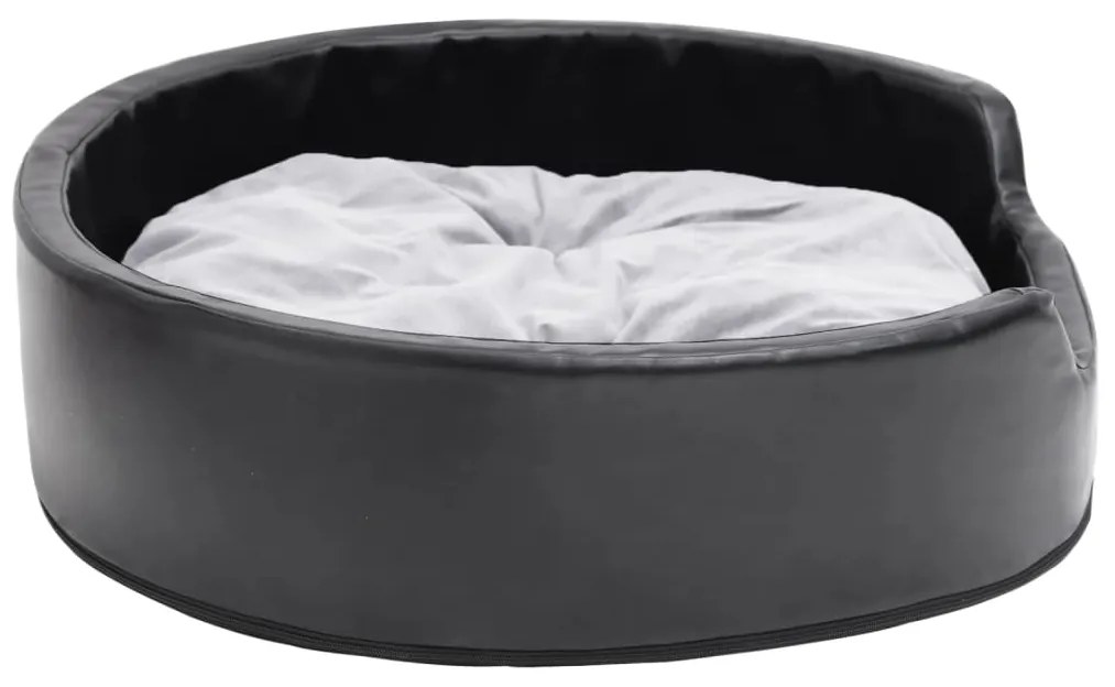 Lettino per cani nero e grigio 79x70x19 cm peluche e similpelle