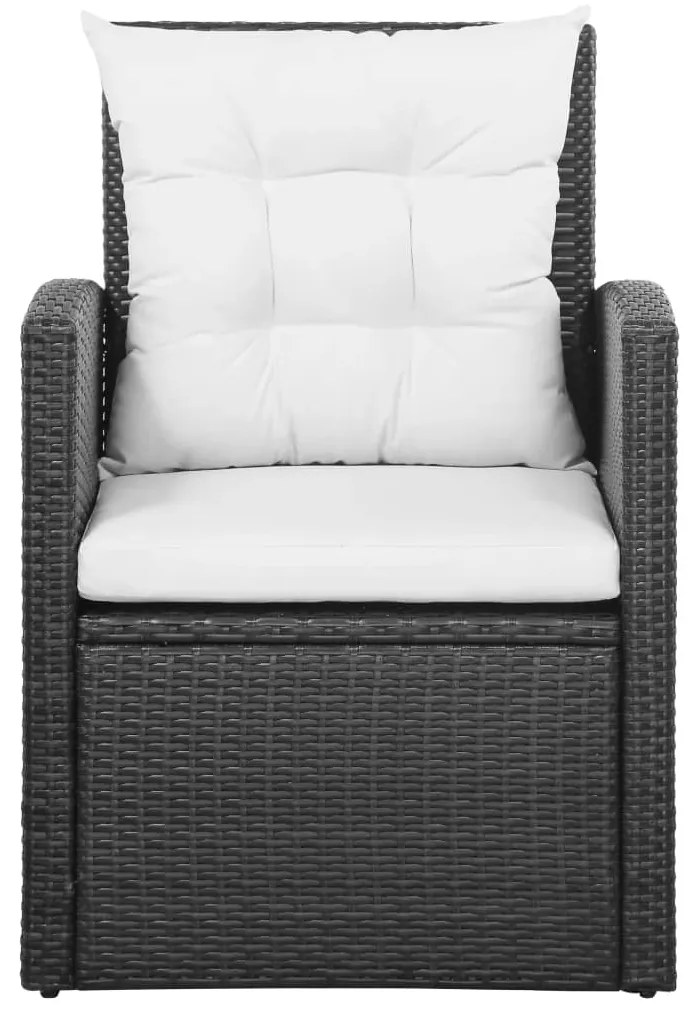 Set divani da giardino 5 pz con cuscini in polyrattan nero