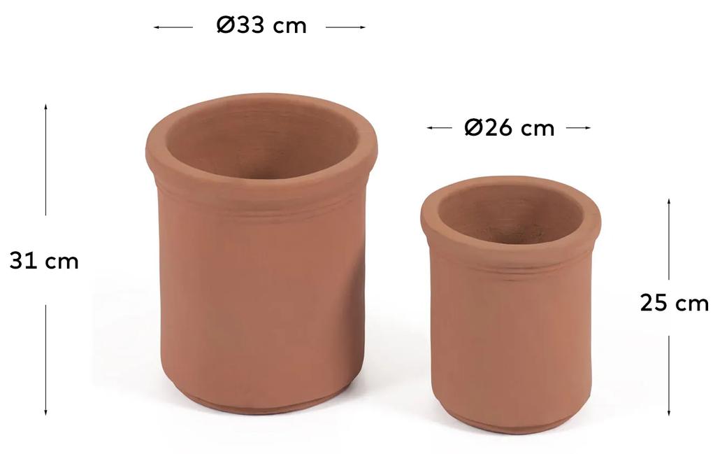 Kave Home - Set Tarcila di 2 vasi in terracotta Ã˜ 26 cm / Ã˜ 33 cm