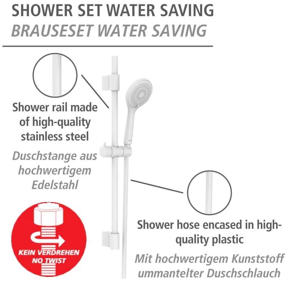 Set doccia bianco in acciaio inox 70 cm Watersaving - Wenko