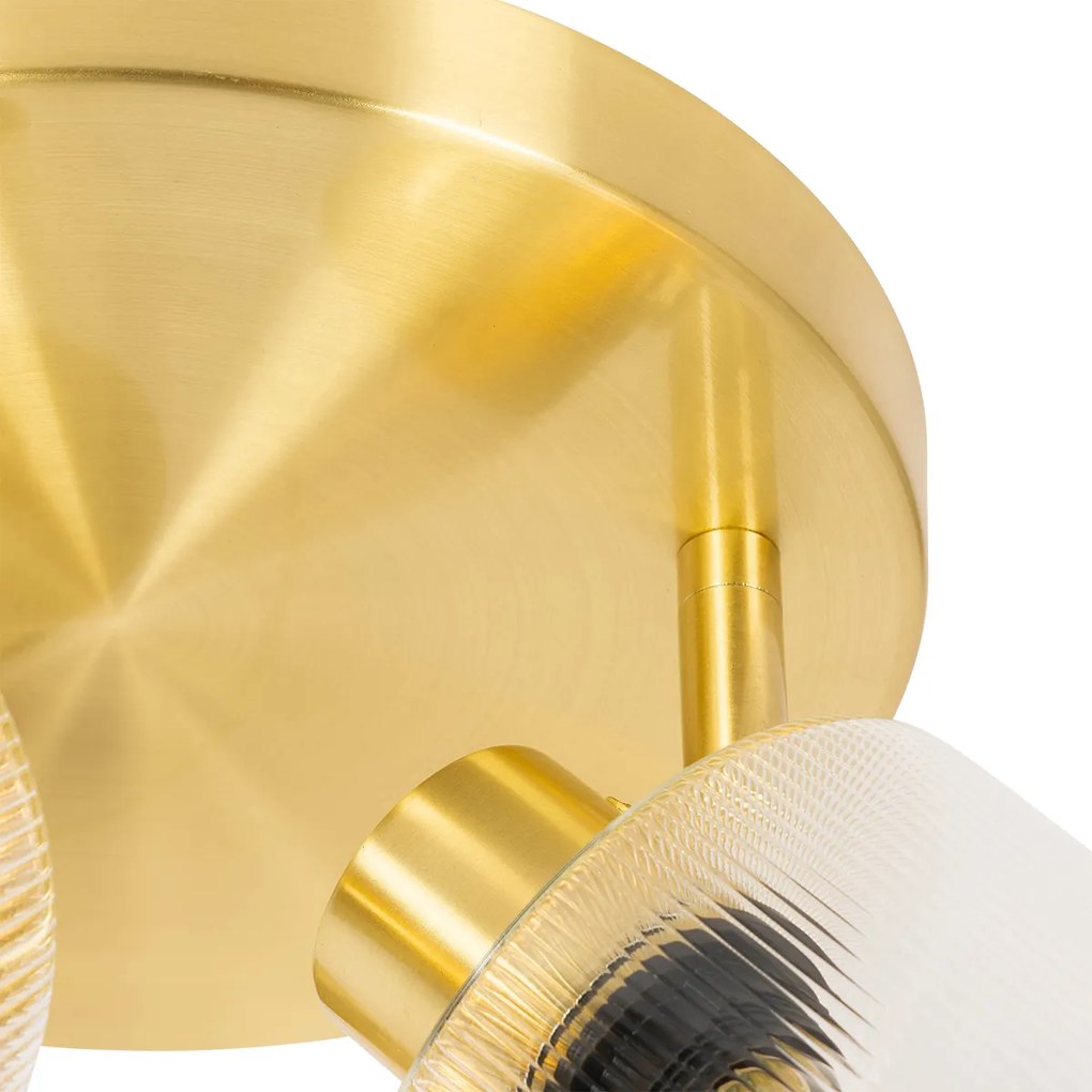 Faretto da soffitto oro con vetro 3 luci orientabile rotondo - Laura