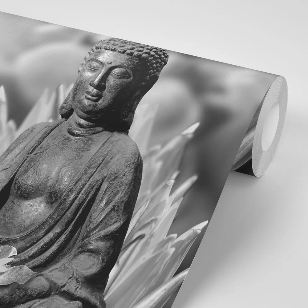 Carta da parati – Buddha tranquillo bianco e nero