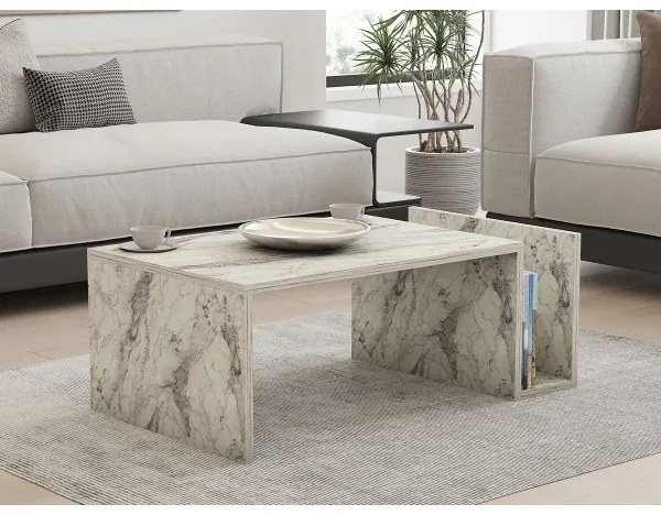 Tavolino da salotto MONEL, finitura effetto marmo grigio