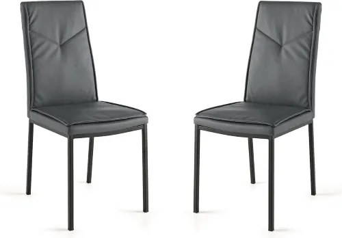 Sedia ecopelle da pranzo Antracite - VIVIENNE 2 sedie