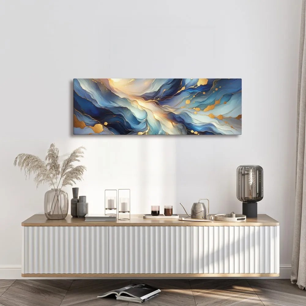 Quadro su tela – Flusso blu e dorato