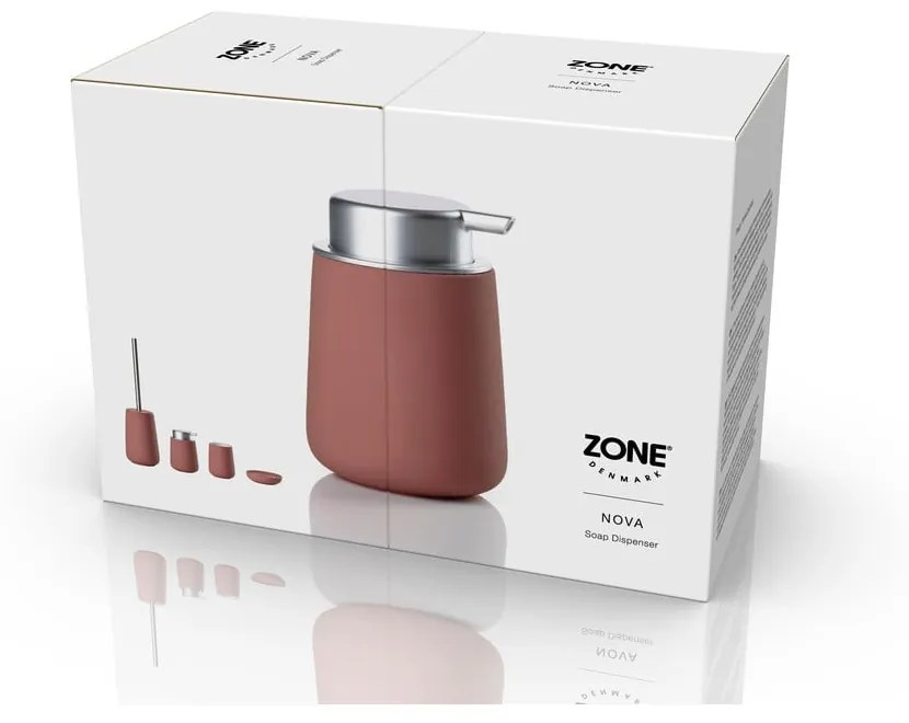 Dispenser di sapone in porcellana rosso chiaro 250 ml Nova - Zone