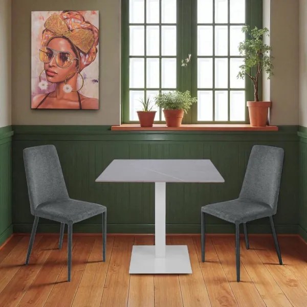 Tavolo da bar ristorante quadrato bianca 80x80 cm Top per esterno effetto Cemento H 75