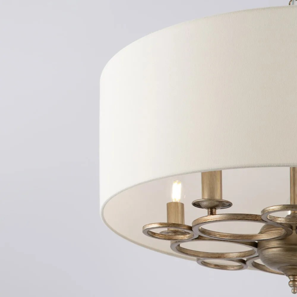 Lampadario Contemporaneo Anna Metallo Oro 5 Luci Diffusori In Pvc Crema