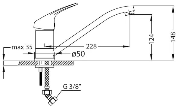 ALVEUS SETA259 - Lavello da cucina BASIC + miscelatore per lavello RIVIERA 14,8 cm satinato/cromo