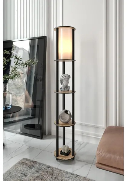 Lampada da terra con ripiani 1xE27/40W/230V 150 cm nero/marrone
