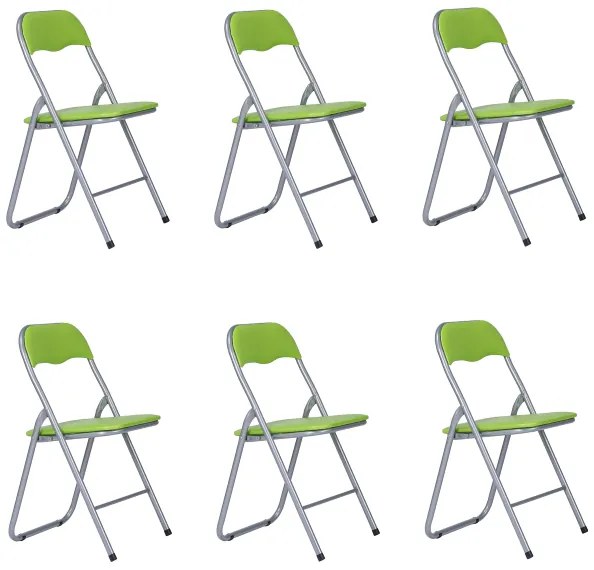 Sedia in metallo pieghevole seduta ecopelle VERDE SET 6 PEZZI