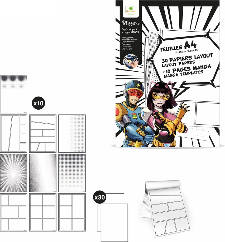 Artissimo - fogli layout A4 + texture - Manga