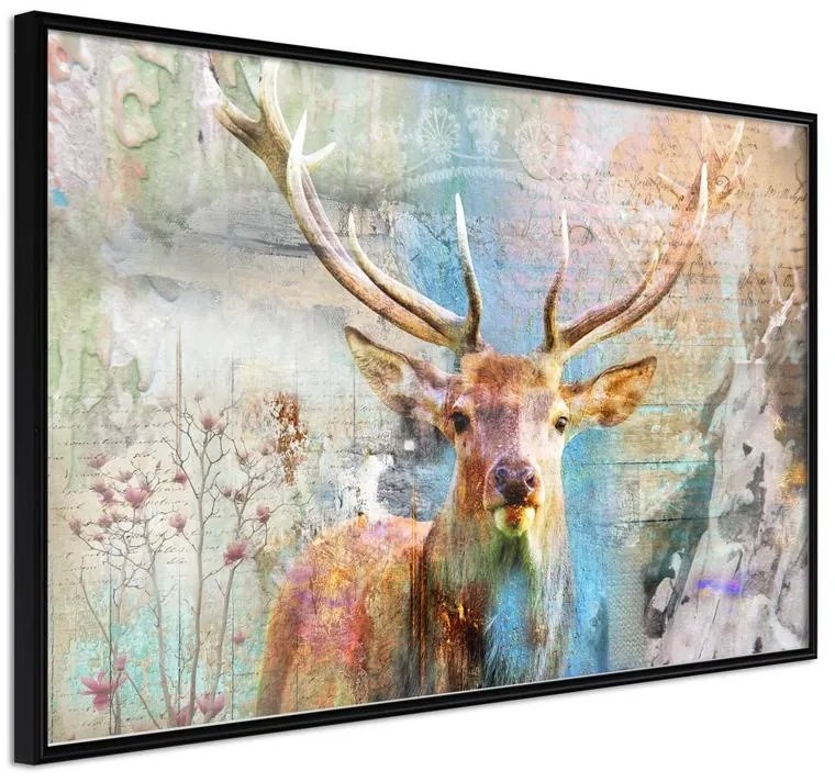 Poster  Pastel Deer  Cornice Quadri Cornice nera, Larghezza x Altezza Home decor 60x40