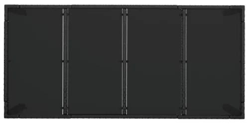 Tavolo da Giardino Piano in Vetro Nero 190x90x75 cm Polyrattan