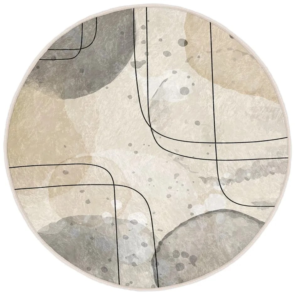 Tappeto rotondo beige lavabile ø 150 cm Simple Lines – Mila Home