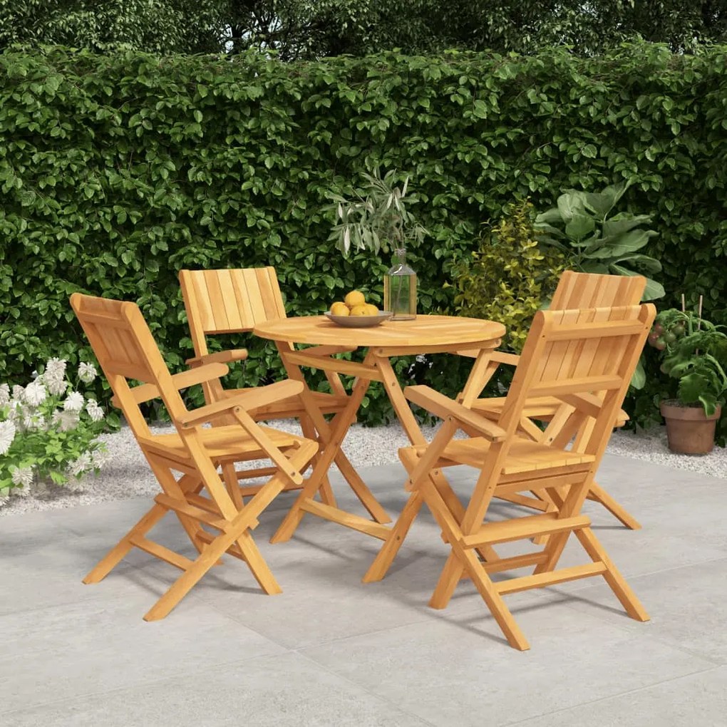 Set Da Pranzo Per Giardino 5 Pz İn Legno Massello Di Teak /