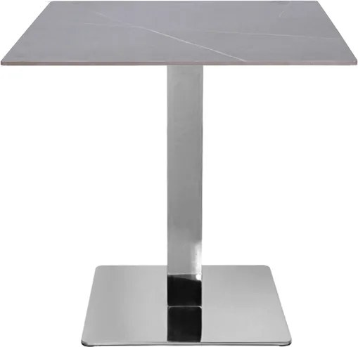 Tavolo ristorante bar top per esterno 80x80 cm effetto Cemento e base argento H 75