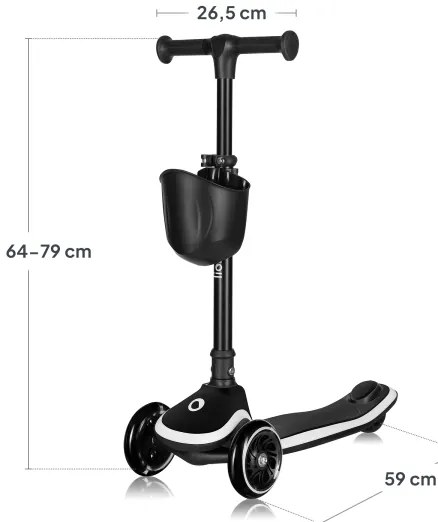 Lionelo - Monopattino per bambini MEY 3xAAA Nero Onice