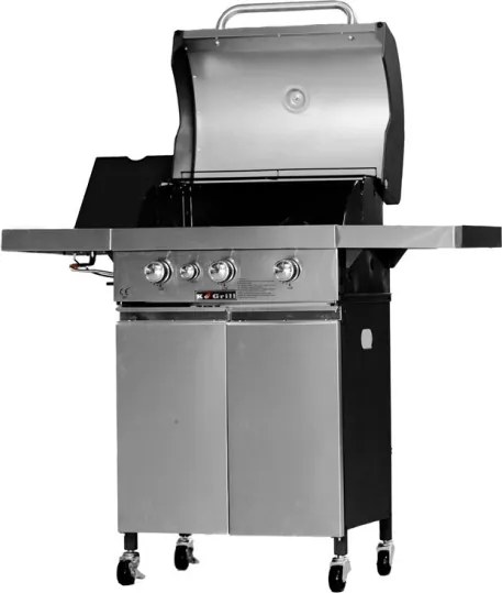 Barbecue a gas in acciaio inox con pietra lavica 3 fuochi e piastra in ghisa Ke Grill