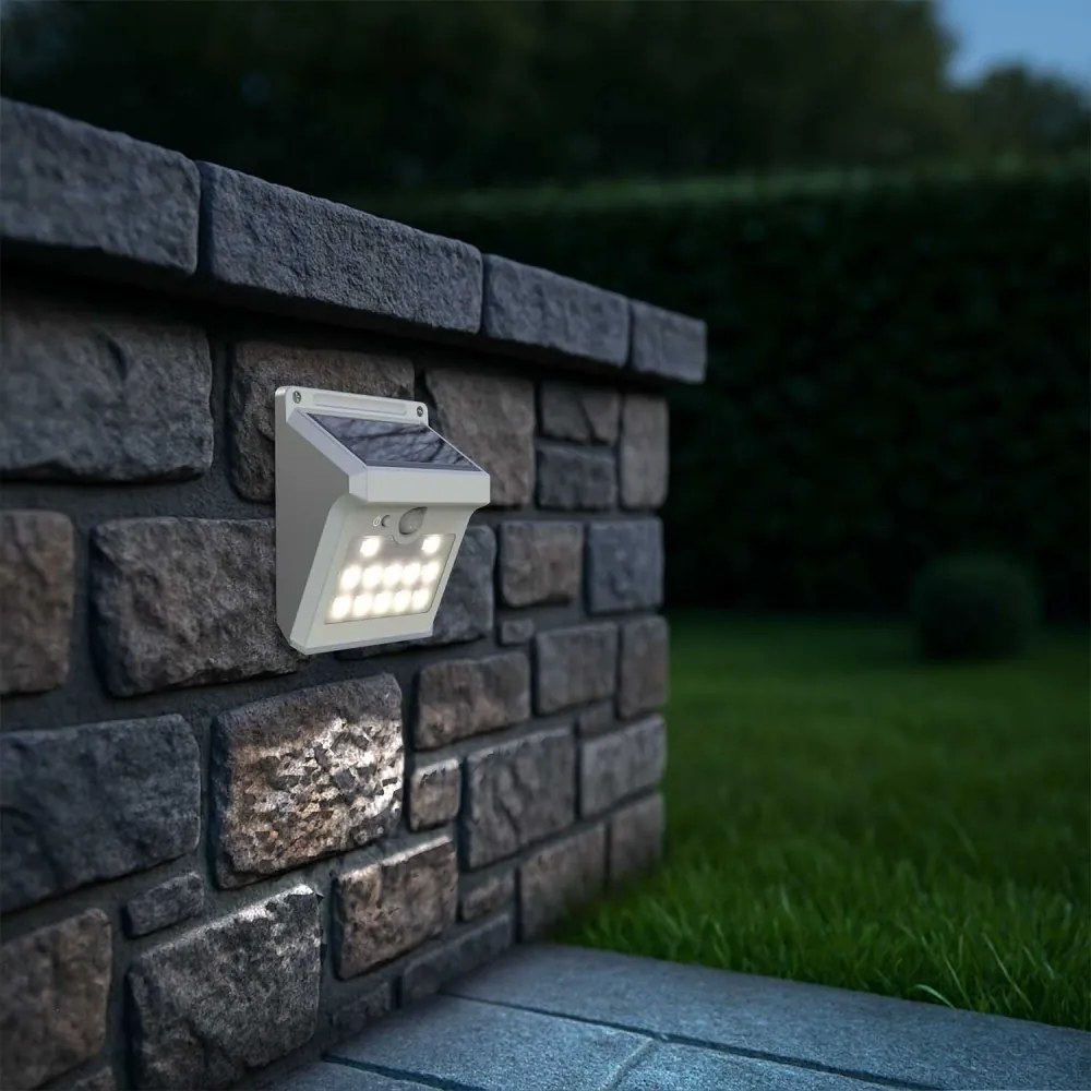Applique Solare Rettangolare da parete, IP65 con Sensore di Movimento Colore Bianco Naturale 4.000K