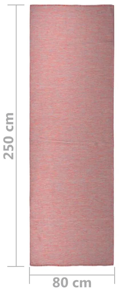 Tappeto da Esterni a Tessitura Piatta 80x250 cm Rosso