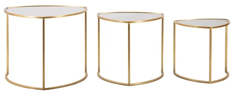 Tavolini rotondi in set di 3 con piano in vetro in oro ø 60 cm Triangle - Mauro Ferretti