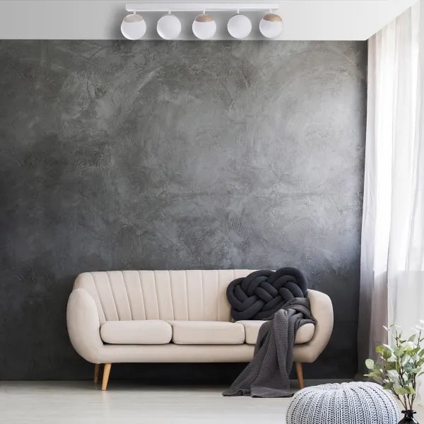 Lampadario a plafone SFERA WOOD 5xE14/40W/230V bianco