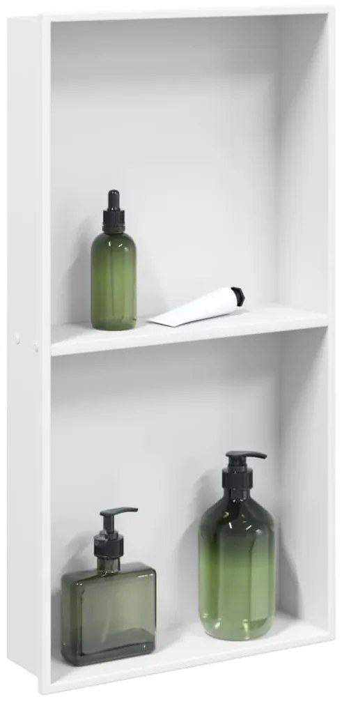 Nicchia Per Doccia Bianco Opaco 32x62x9cm İn Acciaio Inox /