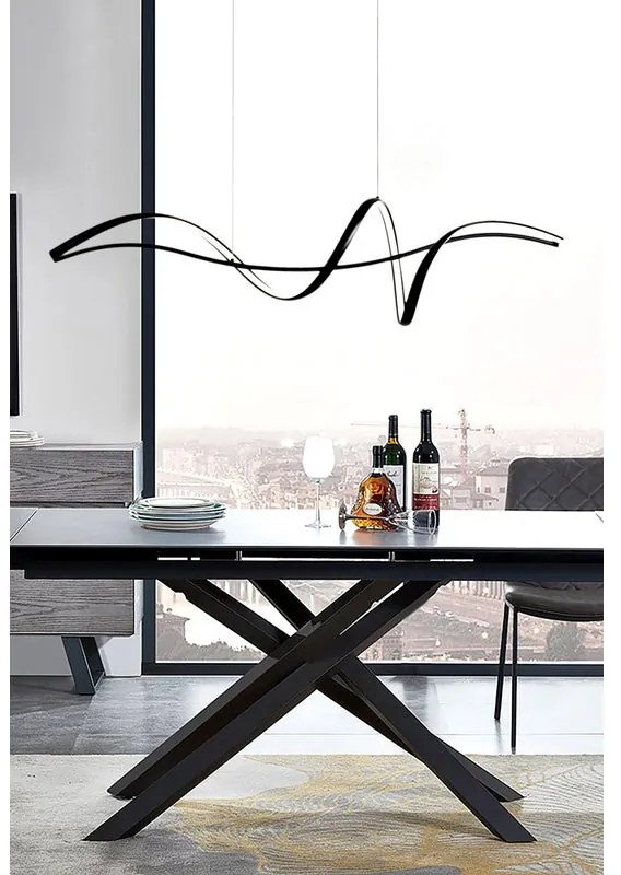 Lampadario LED design Carola nero, luce naturale 1500 lumen, NOVECENTO