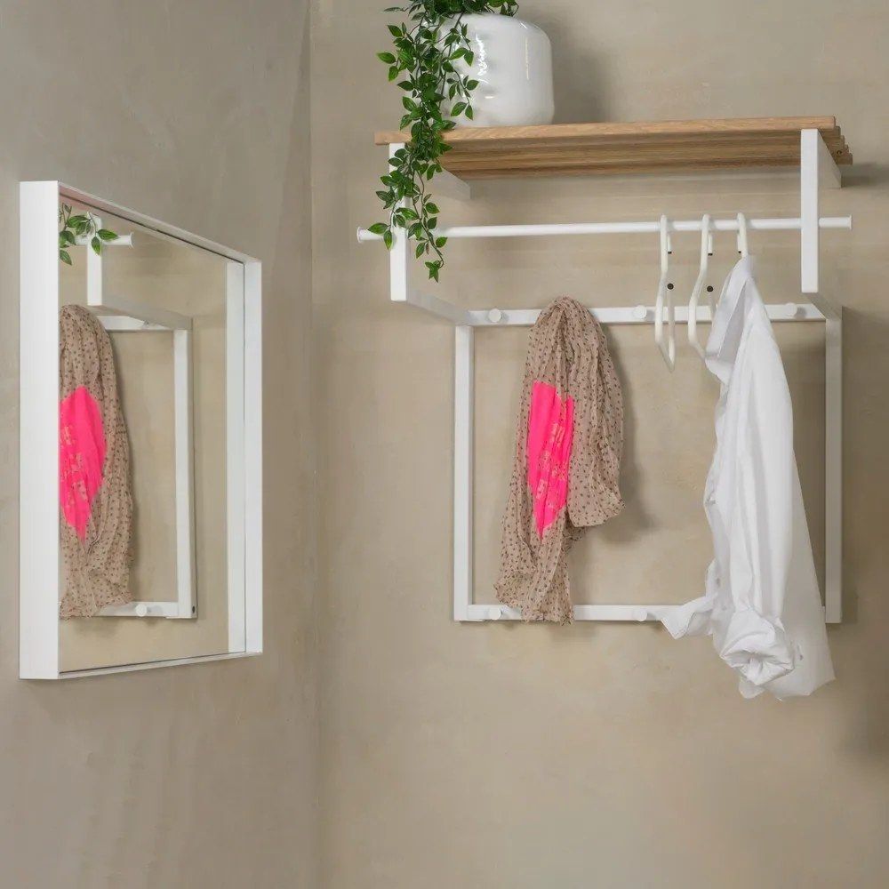Attaccapanni da parete bianco/di colore naturale in metallo con scaffale 76 cm Rizzoli – Spinder Design