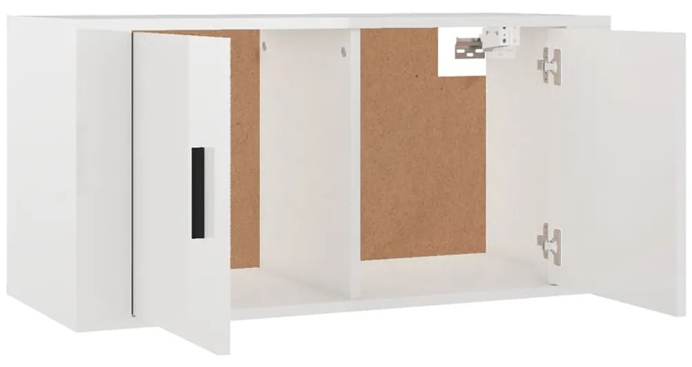 Set di mobili porta tv 2 pz bianco lucido in legno multistrato