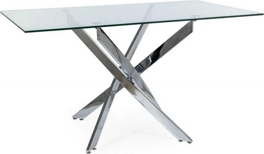Tavolo rettangolare Agis II in vetro trasparente/argento - L140xl80xh75 cm