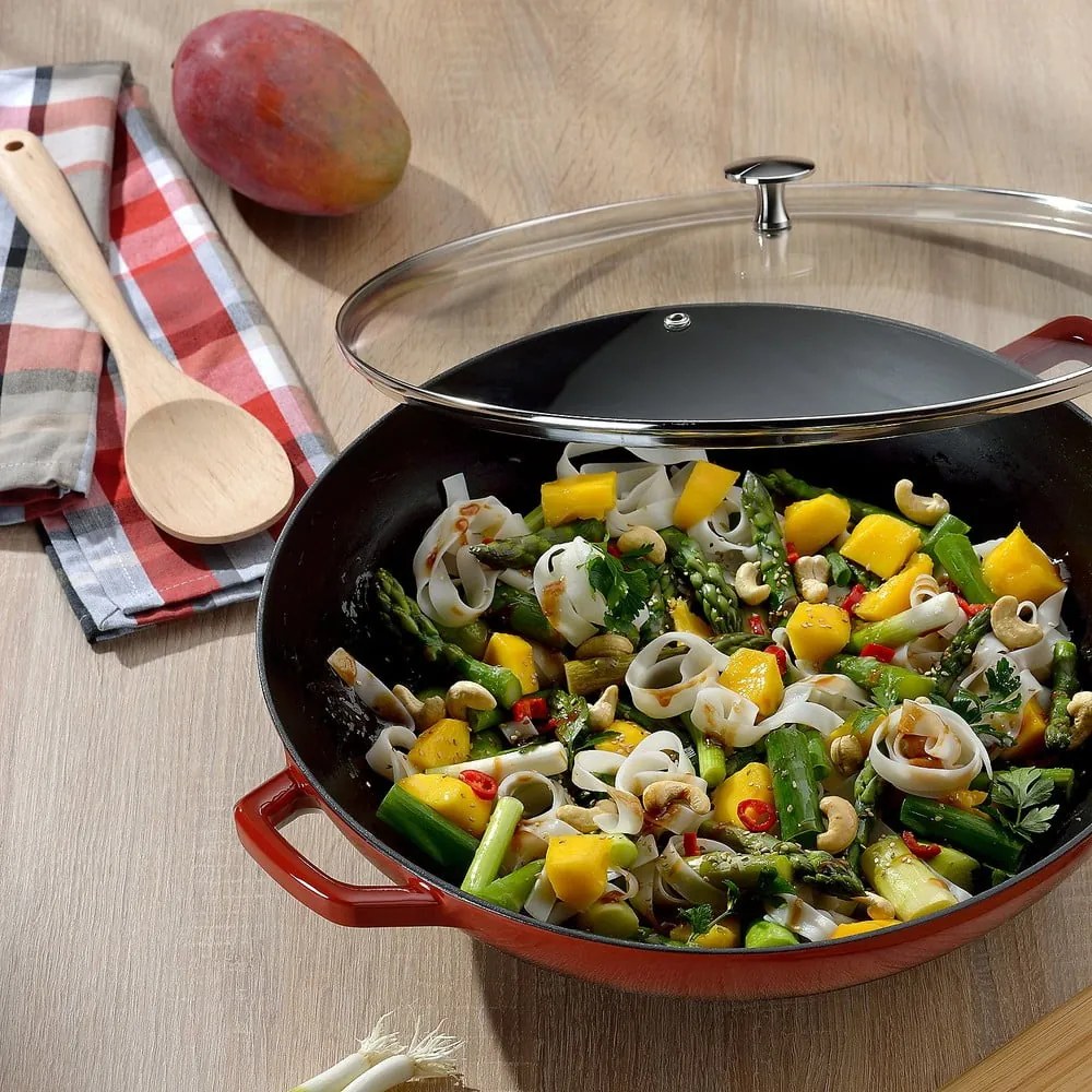 Padella WOK in ghisa rossa , ø 36 cm Calido - Kela