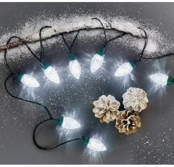 Catena luminosa LED per esterni, 50 LED / 8 funzioni, 14,8 m, IP44, bianco freddo